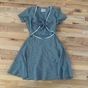 Solid & Striped Dress Black White Checked Daisies Cut Out - Medium